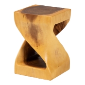 bali & pari Rapha Hand -carved Suar Wood Side Table with Shelf - Sculptural Accent Table with Twist Design, Modern Boho Style for Living Room or Bedroom Baxton Studio restaurant furniture, hotel furniture, commercial furniture, wholesale living room furniture, wholesale end table, classic end table